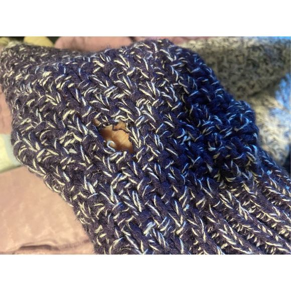 VINCE Stripe Turtleneck Chunky Knit Purple Wool Sweater, Sz Medium, MP $140 - Picture 9 of 9